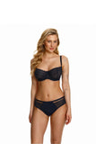 Elegant Navy Blue Lace Bra with Delicate Bow Detail
