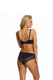 Elegant Navy Blue Lace Bra with Delicate Bow Detail