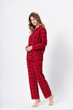 Elegant Cotton Night Pajamas in Juicy Red Check Pattern