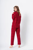 Elegant Cotton Night Pajamas in Juicy Red Check Pattern