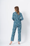 Elegant Sea Green Floral Cotton Pajamas for Women