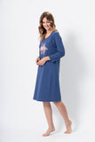 Dark Denim Casual Nightgown with Colorful Print