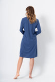 Dark Denim Casual Nightgown with Colorful Print