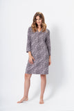 Animal Print Women's Sleep Shirt with 7/8 Sleeves