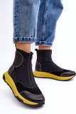 Sporty Women's Leather and Fabric Boots with Zipper Closure