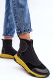 Sporty Women's Leather and Fabric Boots with Zipper Closure