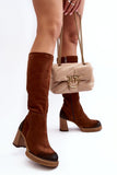 Chic Suede Women's Platform Boots with Side Zipper Closure