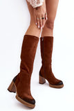 Chic Suede Women's Platform Boots with Side Zipper Closure
