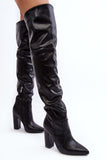 Chic Eco-Leather Knee-High Women's Boots with Heeled Design