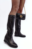Chic Eco Leather Women's Knee-High Studded Boots
