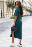 Feminine Knitted Dress with Elegant Leg Cutout Design