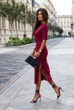 Feminine Knitted Dress with Stylish Leg Cutout
