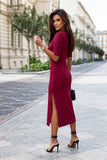 Feminine Knitted Dress with Stylish Leg Cutout