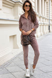 Cozy Velour Tracksuit with Hood and Kangaroo Pocket
