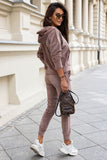 Cozy Velour Tracksuit with Hood and Kangaroo Pocket