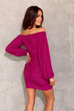 Fitted Spanish Dress with Elastic Shoulder Neckline