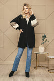 Looser Cut Long Sleeve Cardigan with Striped Sleeves