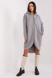 Extended Cut Hooded Zippered Sweatshirt with Pockets