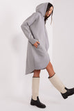 Extended Cut Hooded Zippered Sweatshirt with Pockets