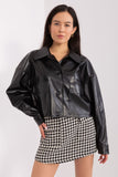 Casual Eco-Leather Jacket with Pockets and Button Closure