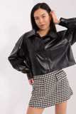Casual Eco-Leather Jacket with Pockets and Button Closure
