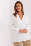 Versatile V-Neck Blouse with Long Buff Sleeves