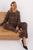 Casual Women's Blouse and Pants Set with Heart Neckline