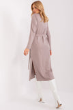 Elegant Midi Dress with Unique Cutout and Tie Belt