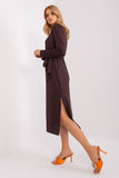 Elegant Midi Dress with Ribbed Texture and Cutout Neckline
