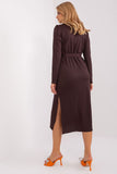 Elegant Midi Dress with Ribbed Texture and Cutout Neckline