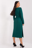 Elegant Midi Dress with Ribbed Texture and Cutout Neckline