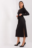 Elegant Midi Dress with Ribbed Texture and Cutout Neckline