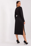 Elegant Midi Dress with Ribbed Texture and Cutout Neckline