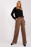High-Waisted Pepite Pattern Wide-Leg Fabric Pants