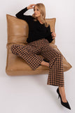 High-Waisted Pepite Pattern Wide-Leg Fabric Pants