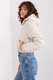 Women's Quilted Down Jacket with Hood and Zippered Pockets