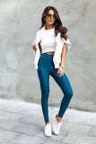 High-Waisted Push-Up Leggings with Overlapping Yoke Design