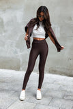 High-Waisted Push-Up Leggings with Decorative Yoke