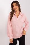 Versatile V-Neck Blouse with Long Buff Sleeves