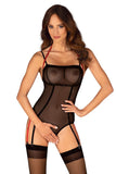 Open Crotch Bodysuit with Sheer Mesh and Stripes