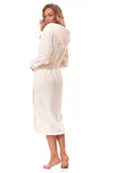 Elegant Hooded Bathrobe with Pockets and Shiny Knit Fabric