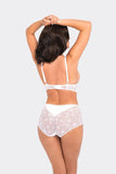 Elegant High-Waisted Lace Trim Cotton Panties