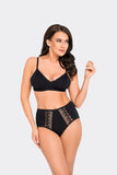 High-Waisted Lace-Trim Cotton Panties - Elegant Comfort