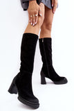 Chic Suede Women's Boots with Platform Heel and Zipper Closure
