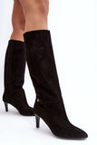 Elegant Suede Knee-High Boots with Low Stiletto Heel
