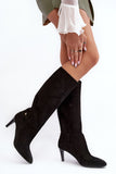 Elegant Suede Knee-High Boots with Low Stiletto Heel