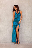 Elegant Open Back Maxi Dress with Side Cutout Detail