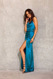 Elegant Open Back Maxi Dress with Side Cutout Detail