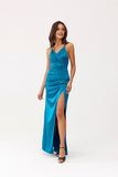 Elegant Open Back Maxi Dress with Side Cutout Detail