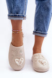 Cozy Shiny Women's Slippers with Heart Design and Inscription